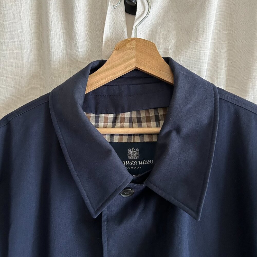Aquascutum Navy Trench coat Size 48 - Picture 6 of 11